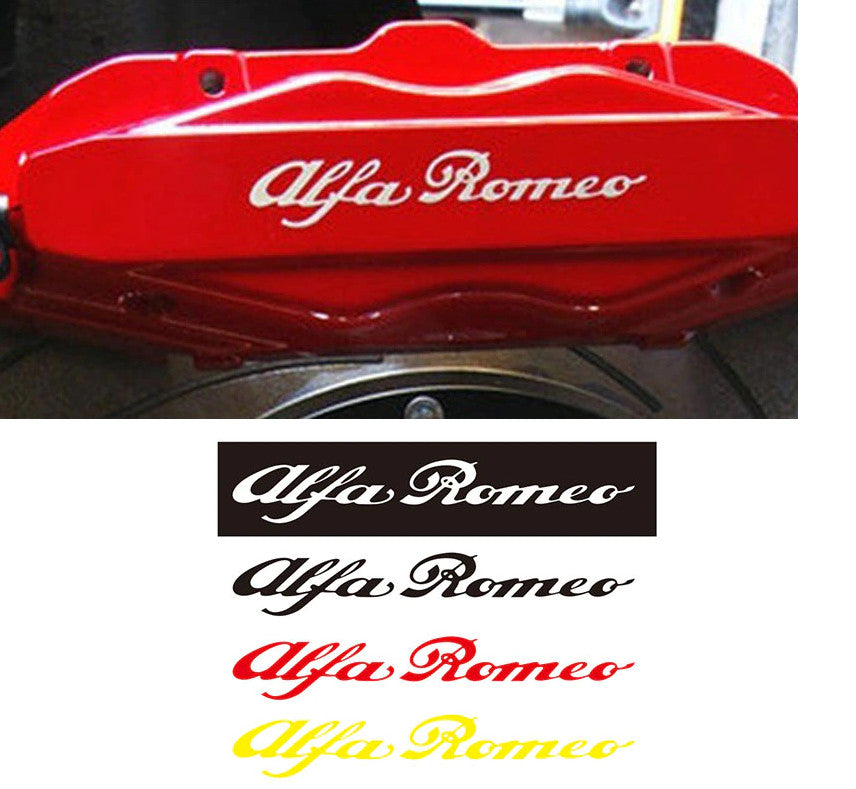 4-Piece Red Car Cast Vinyl Brake Caliper Stickers, Badges, and Decals for Alfa Romeo