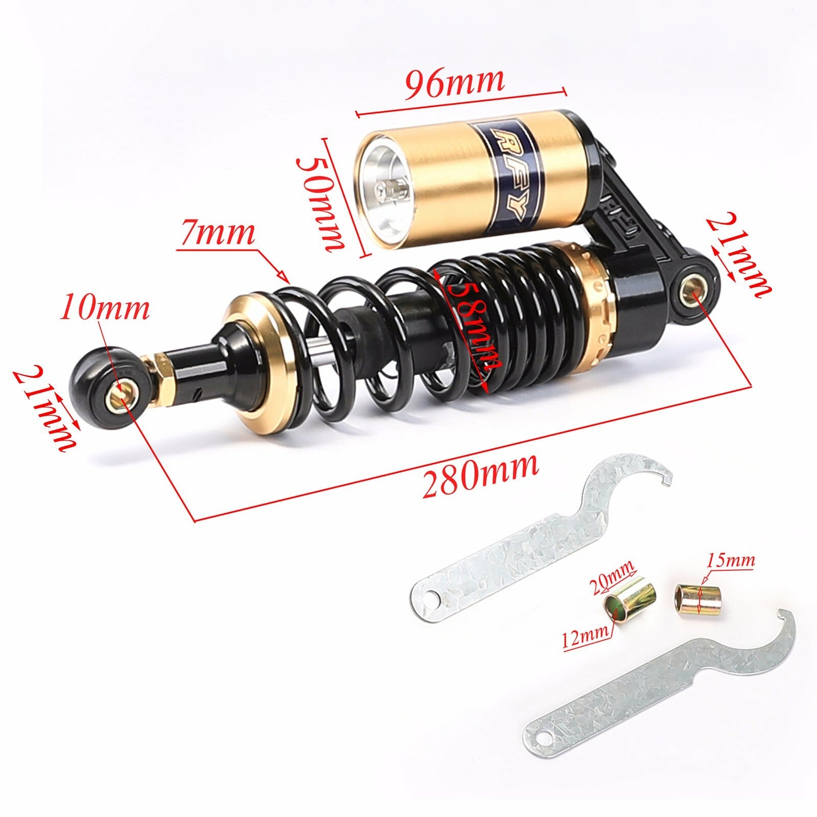 280mm 11-inch rear air shock absorber for Honda , for Harley-Davidson , for Yamaha motorcycles, and PitBike all-terrain vehicles.