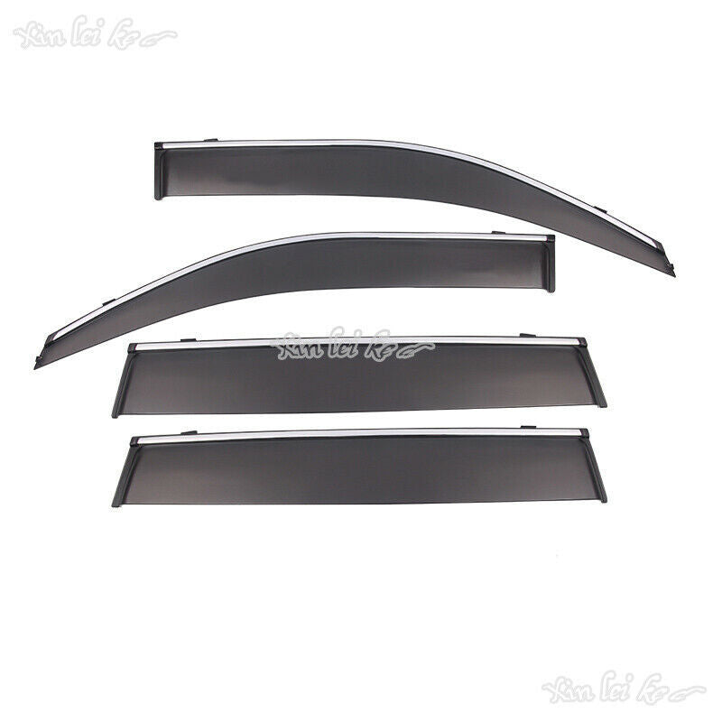 Window Visor Sun Rain Wind Guard for Toyota Prado FJ120 2003-2009 W/Chromed Trim