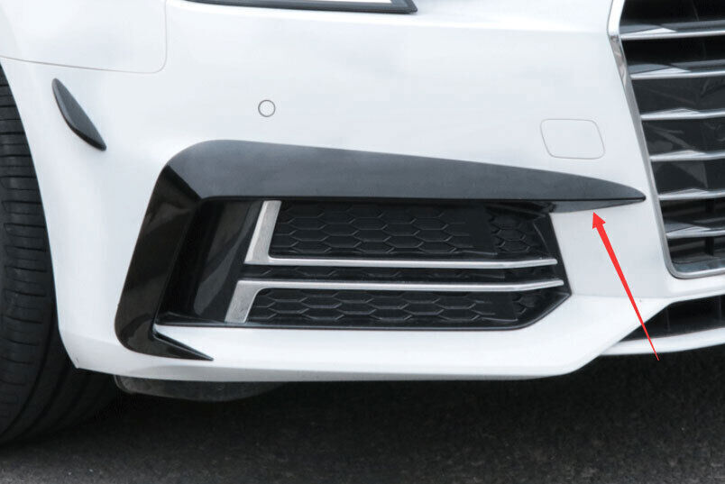 Gloss Black ABS Exterior Front Fog Light Strips Trim for Audi A4 A5 2017-2019