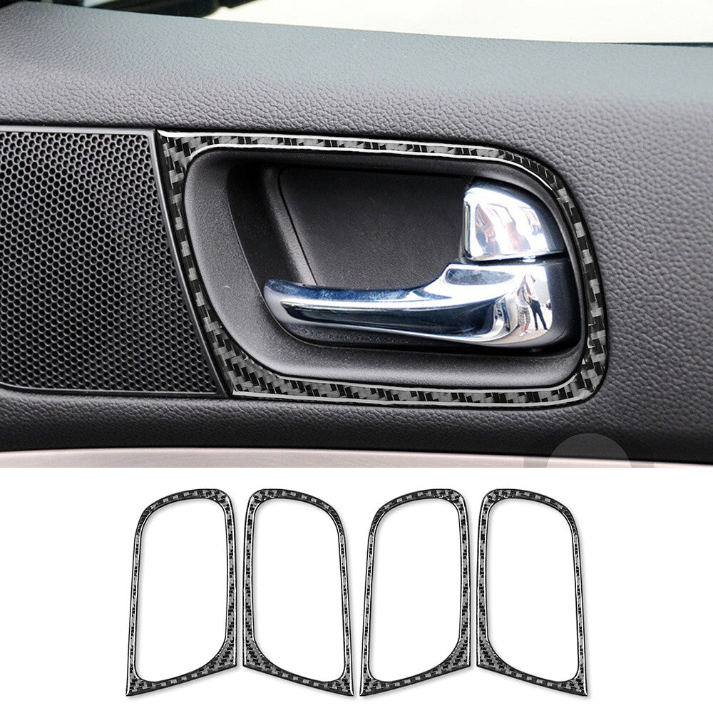 Carbon Fiber Interior Door Handle Bowl Ring Cover Fit for Infiniti G37 2007-2013