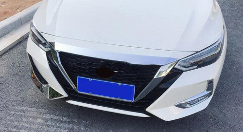 for Nissan Sentra Sylphy 20-23 Chrome ABS Front Hood Grill Molding Cover Bonnet