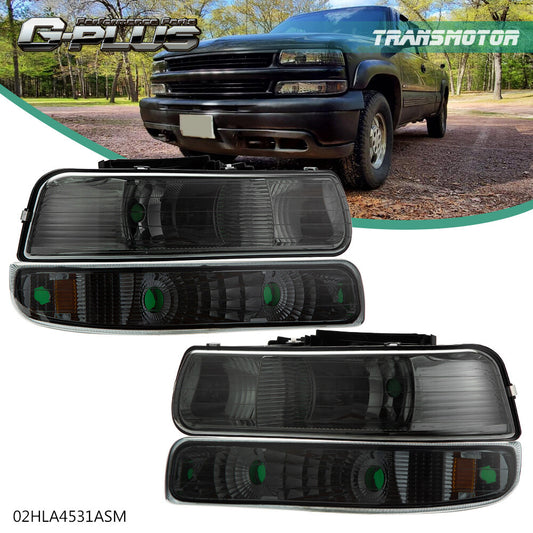 Suitable for 1999-2002 Silverado / 00-06 suburban amber corner headlights with smoke effect