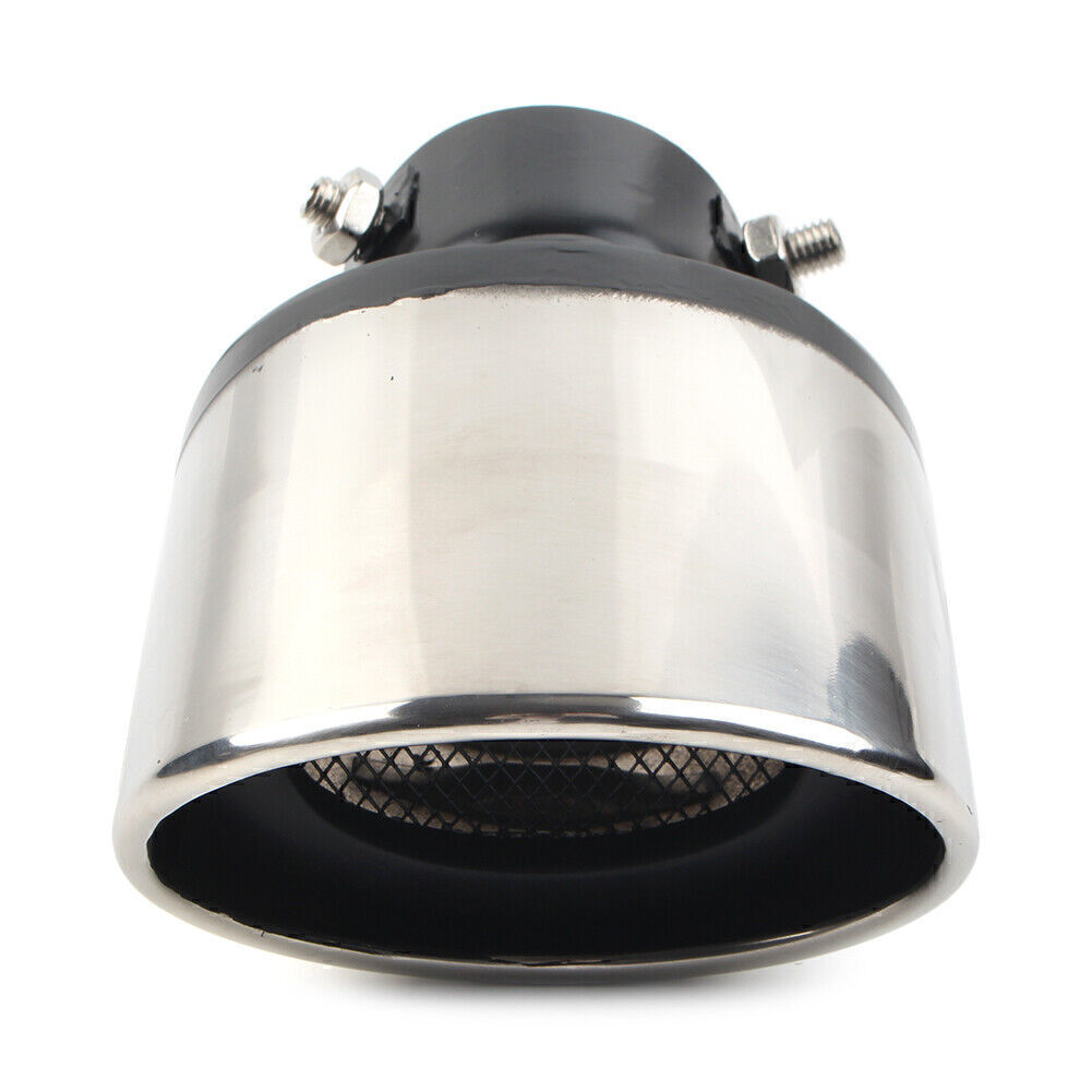 Car Stainless Steel Rear Tail throat Exhaust Pipe Muffler Tip Round Silver