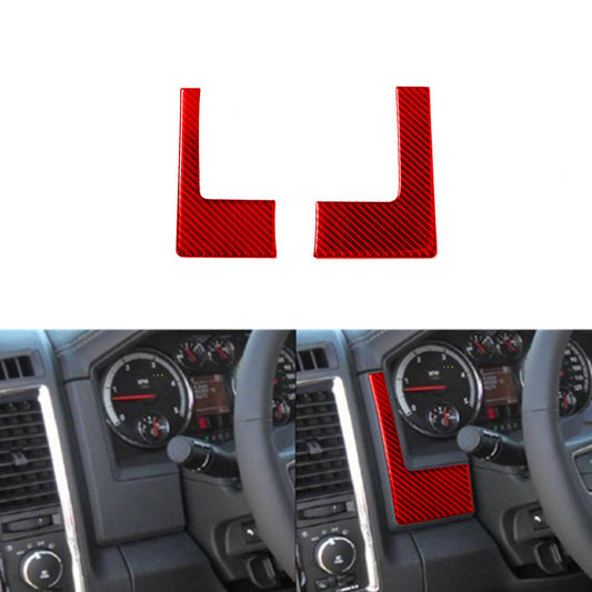 2X Red Carbon Fiber Speedometer Surround Cover Trim for Dodge for RAM 1500 2009-12