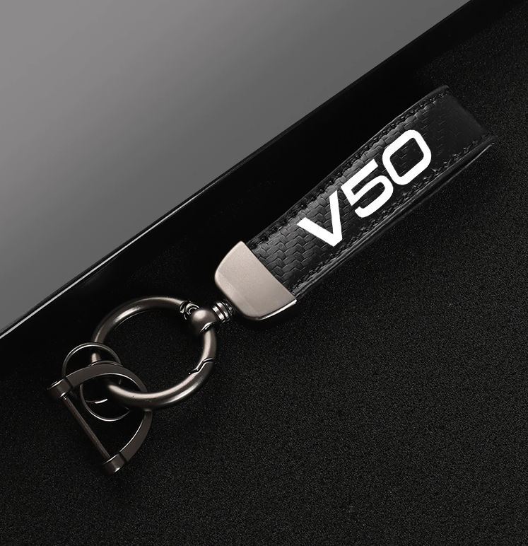 Suitable for V50 car keychains, key rings, key fobs, car accessories, black leather