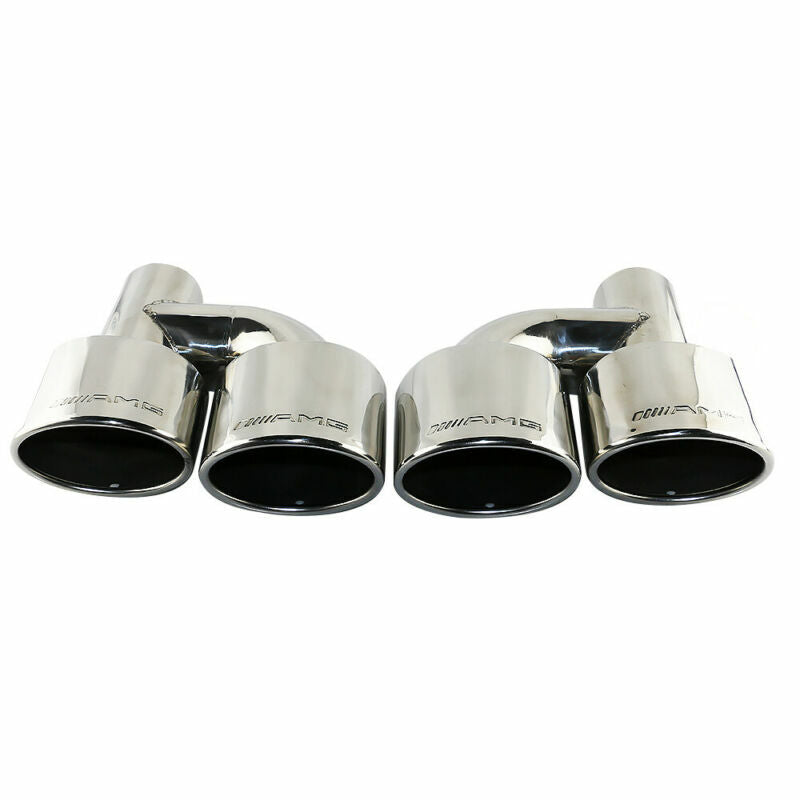 Pair 2.5 Left Right Engraved AMG Oval Dual Exhaust Tip for Mercedes-Benz 2pcs