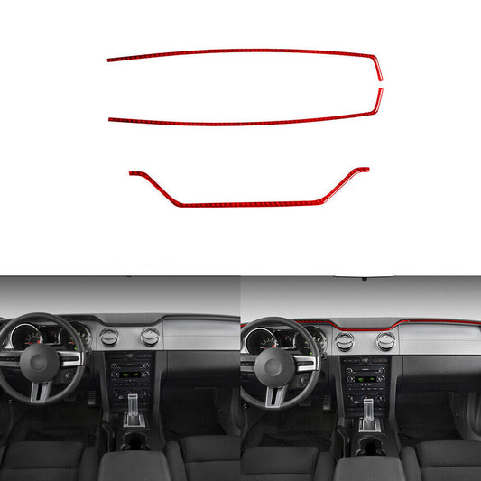 Red Carbon Fiber Console Panel Upper Decorative Cover for Ford for Mustang 2005-2009