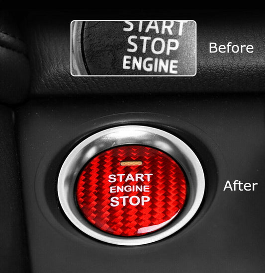 Red Real Carbon Engine Start Stop Button Cover Trim Fit for Mazda 3 6 13-18