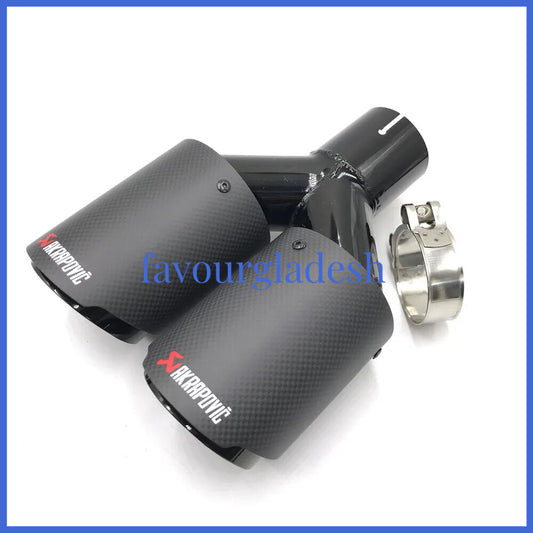 1PCS: ID:2.5 (63mm) OD:3.0 (76mm) Akrapovic Carbon Fiber Exhaust Tip Dual Pipe