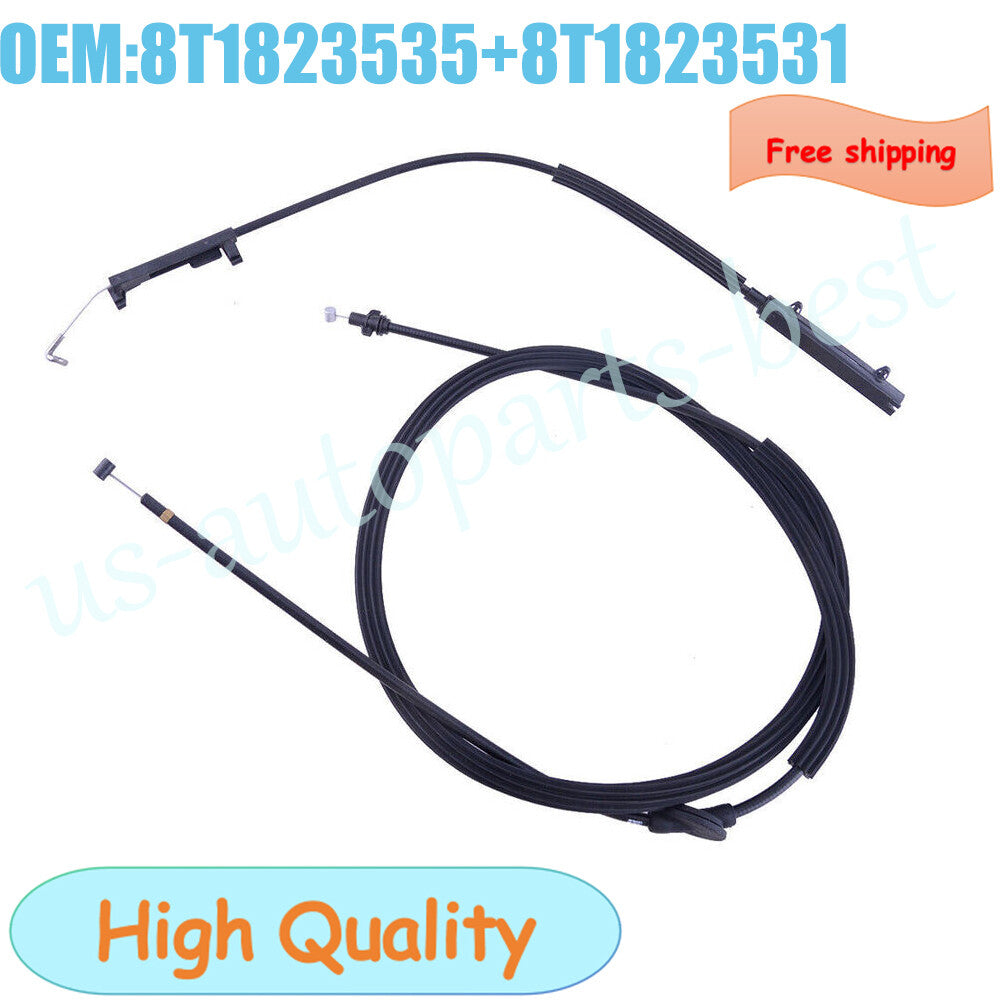 1 Pair Rear+Front Hood Latch Release Cable Line Lock for Audi A4 A5