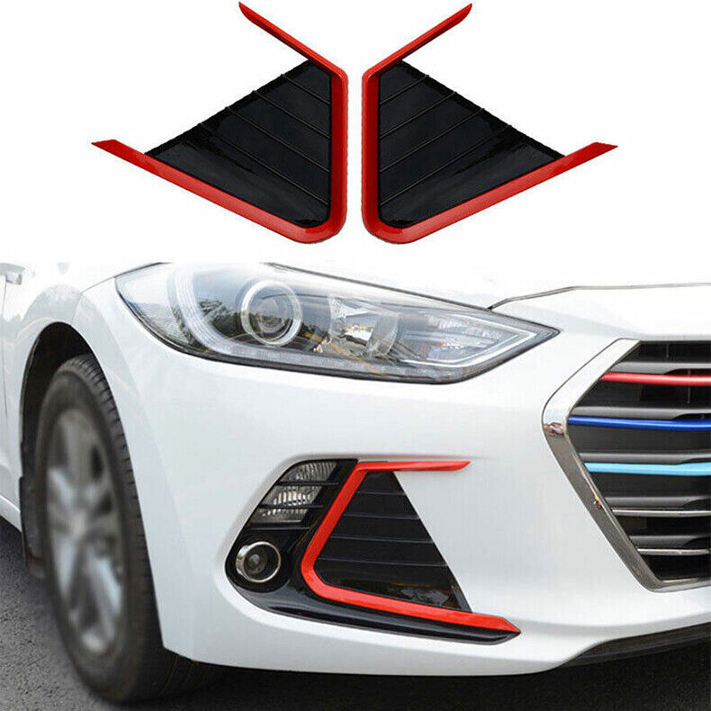 2x for Hyundai for Elantra 2017-2018 BlackRed ABS Front Fog Light Bezel Cover Trim