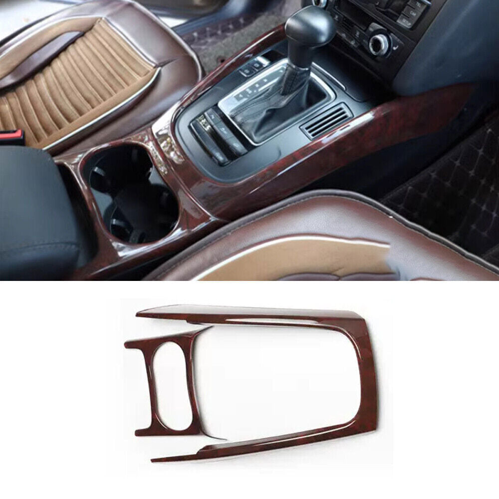 Fit for Audi Q5 2010-2017 Red Wood Grain Console Gear Shift Water Cup Cover Trim