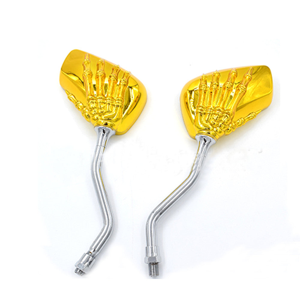 Universal Motorcycle 8mm 10mm Skull Hand Side Rearview Mirrors for Honda for Suzuki