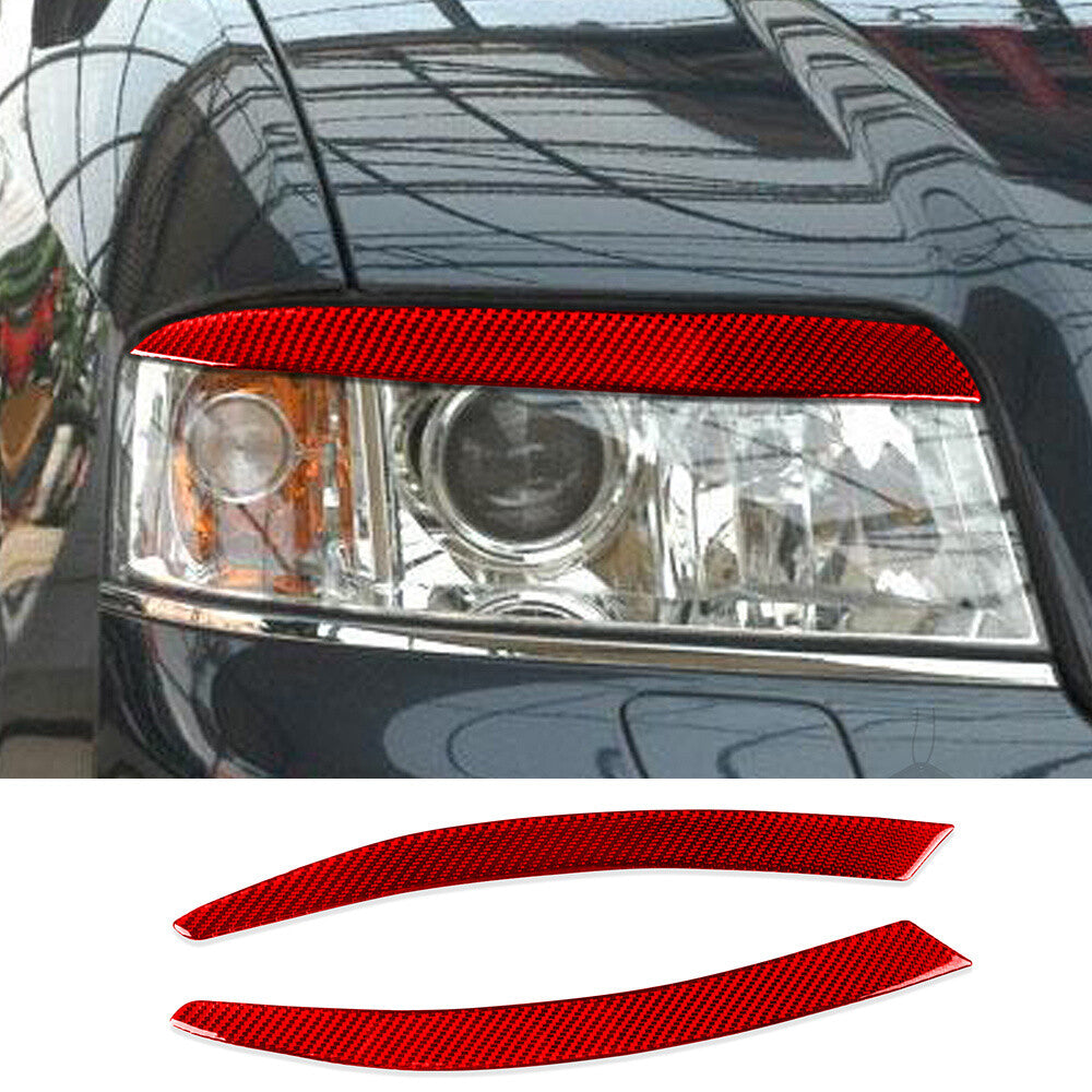 Red Carbon Fiber Front Headlight Eyelids Eyebrow Cover for Audi A6 C6 4F 2004-09