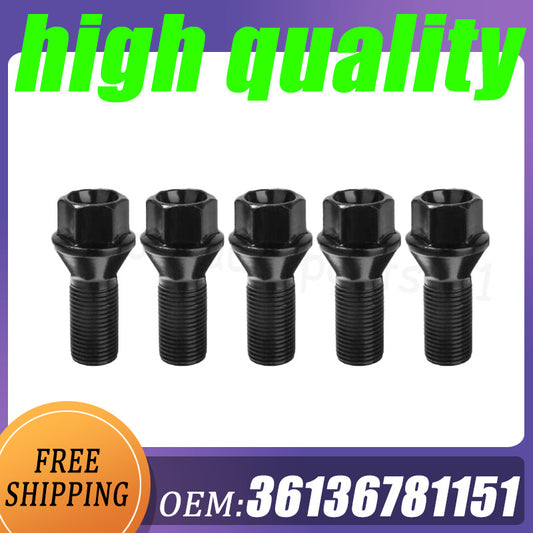 5-pack of black wheel lug bolts and nuts for BMW 328i, 535i, 750Li, 760Li, X3, X5 (36136781151-)