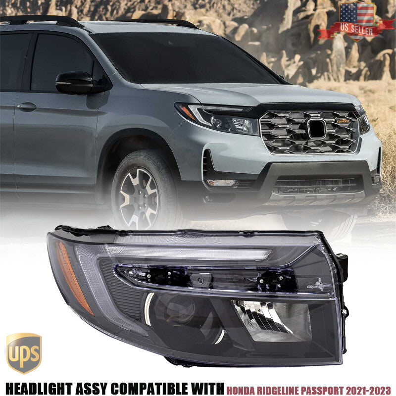Headlight W/ 7-Pin Plug for Honda Ridgeline Passport 2021-2023 Left RH Passenger