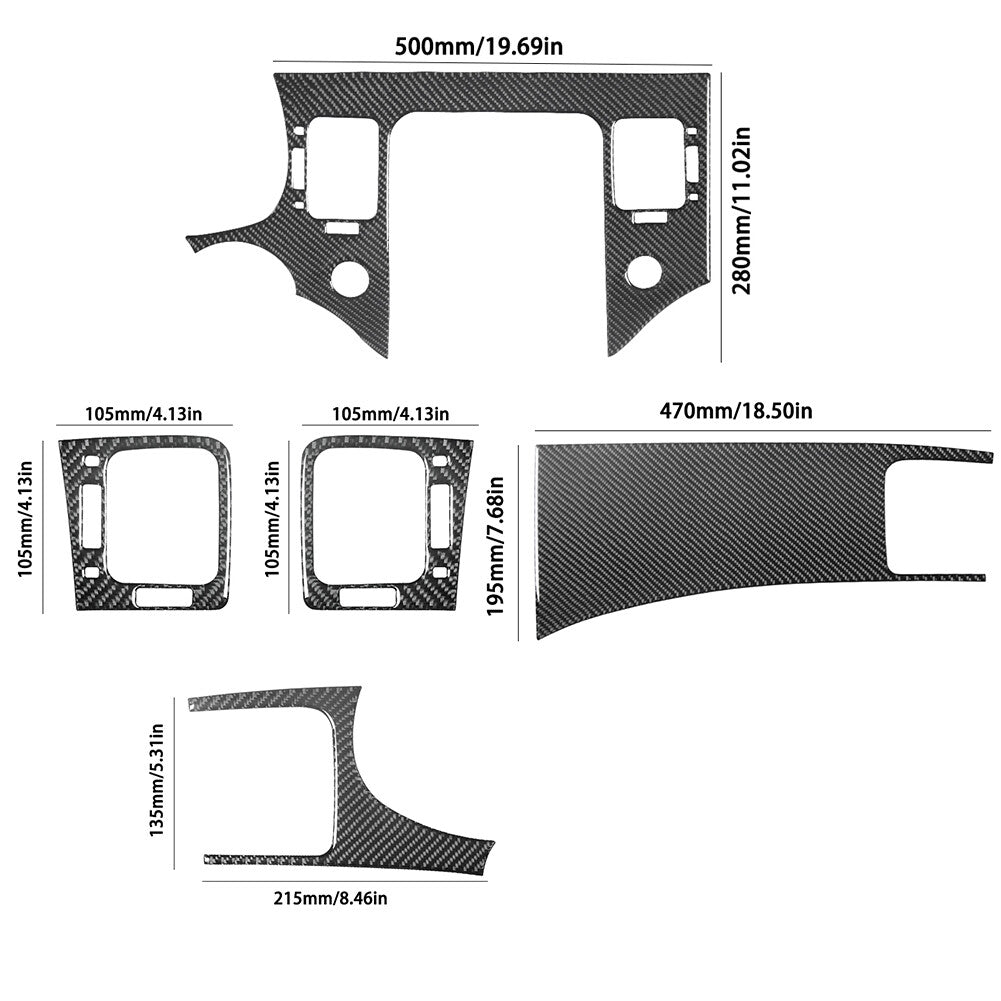 5Pcs Carbon Fiber Interior Dashboard Kit Cover Trim for Hyundai Azera 2006-2011