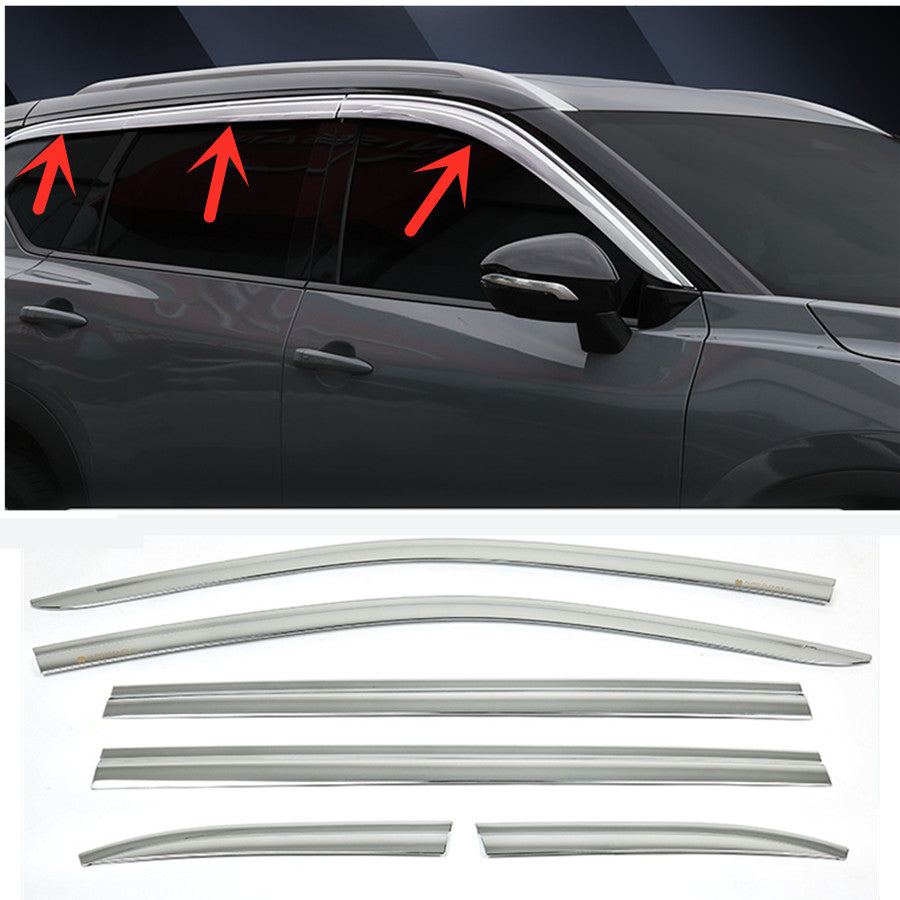 6X Chrome Window Visor Vent Shade Rain Guard Deflector for Nissan Rogue 21-2023