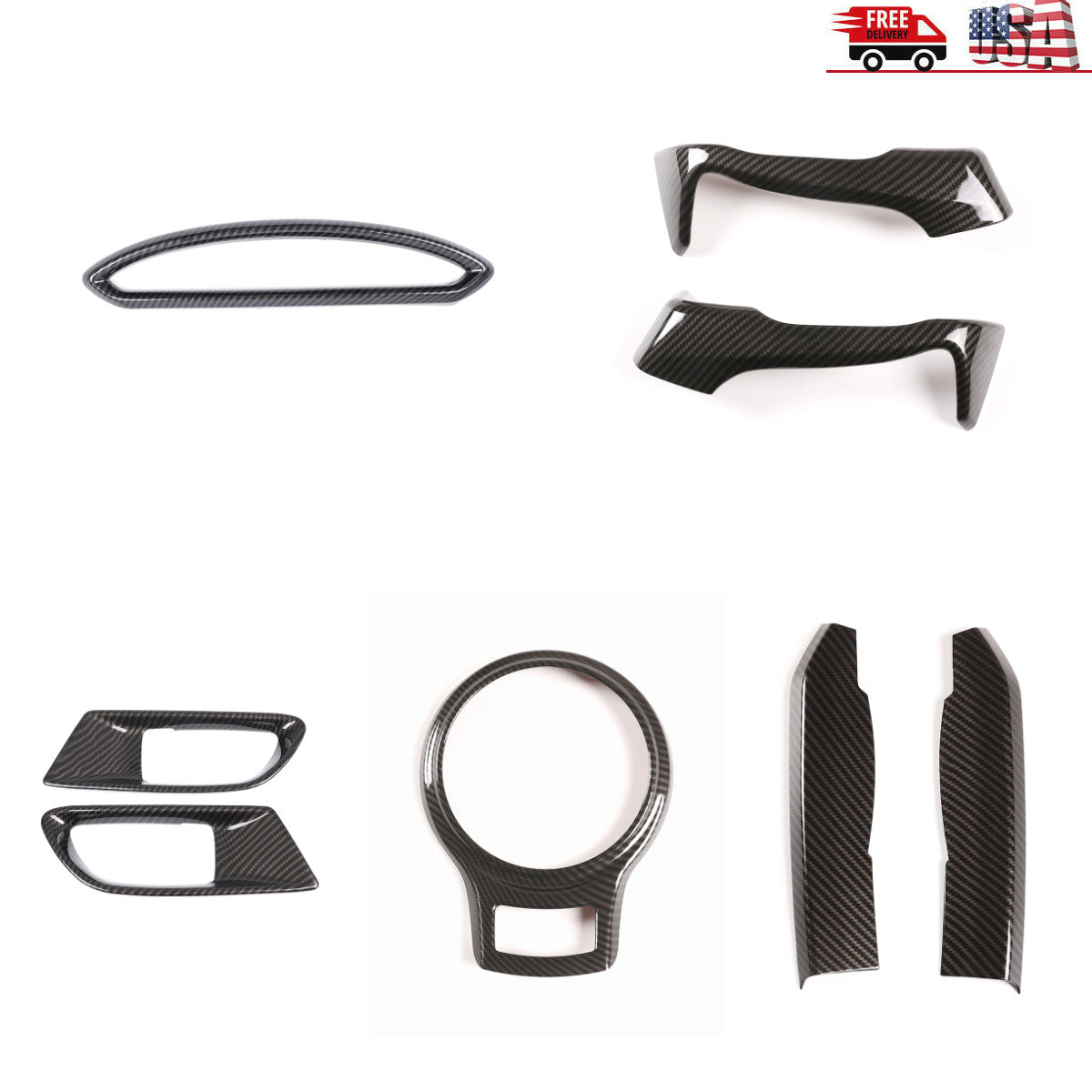 24-piece carbon fiber exterior center control trim for Hummer H2 2003-2007 SUV SUT US