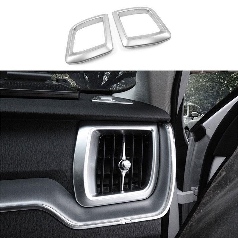 for Volvo XC60 2018-2023 Matte Silver Air Conditioning Air Outlet Vent Trim 2PCS