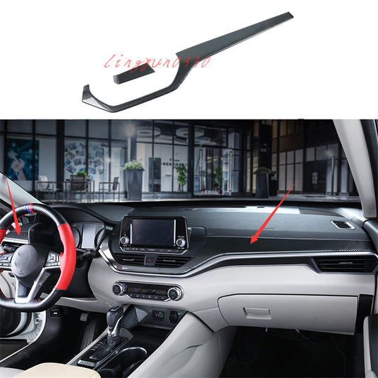 for Nissan Altima 2019-2022 Carbon Fiber Dashboard Center Console Cover Trim 2Pc