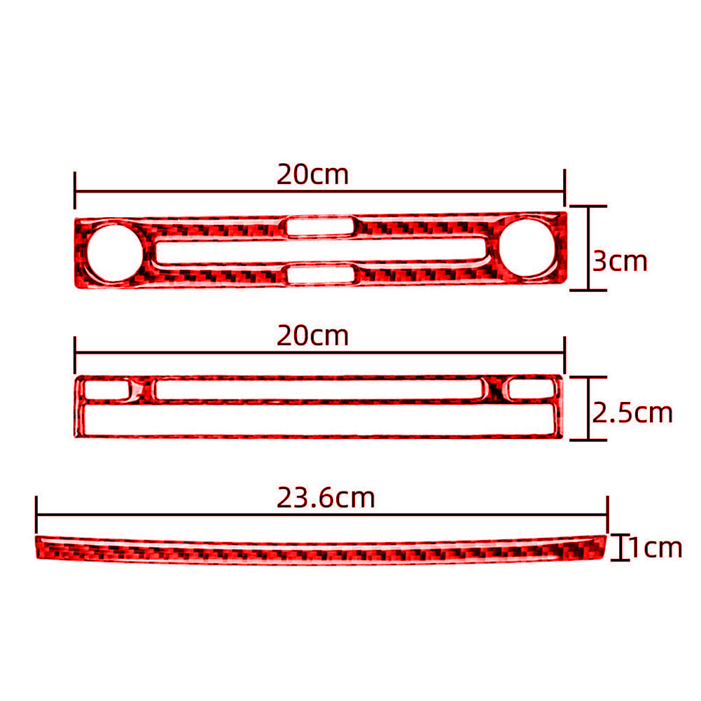 3x Red Carbon Fiber Interior CD Console Cover Trim for Subaru Forester 2009-2013