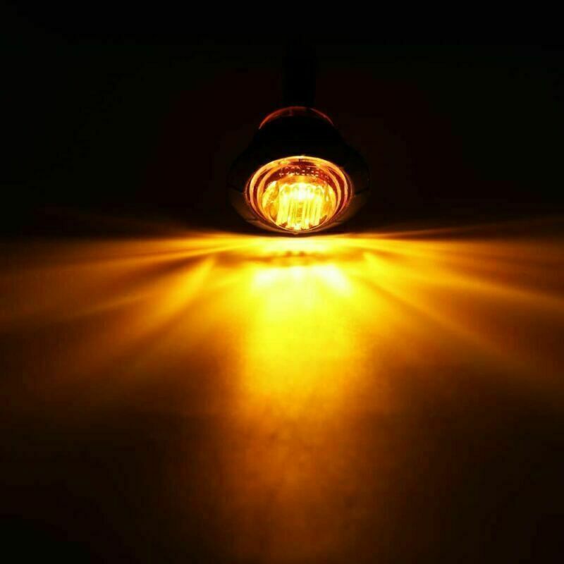 10-200Pcs Marker Lights 3/4 LED Truck Trailer Round Clearance Side Light Amber