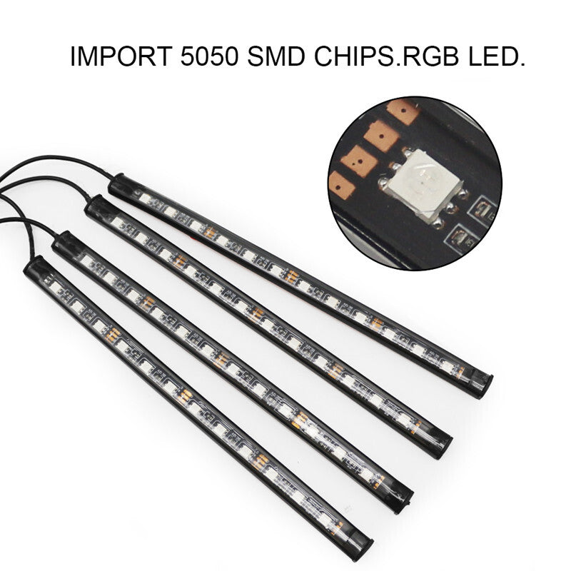 4in1 Car Interior Decorative Light 12 LED Atmosphere Red Lamp Charge Footwell