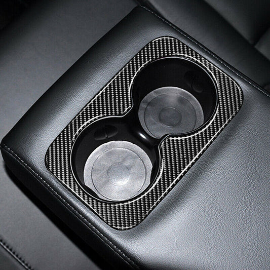 Carbon Fiber Rear Water Cup Holder Cover Trim for Jeep Grand Cherokee 2011-2021