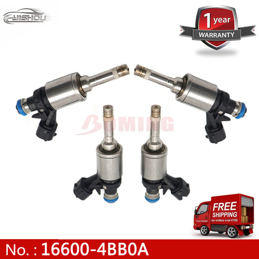 Four 16600-4BB0A and 16600-1KC0A GDI fuel injectors suitable for 2011-2017 for Nissan Juke 1.6L...