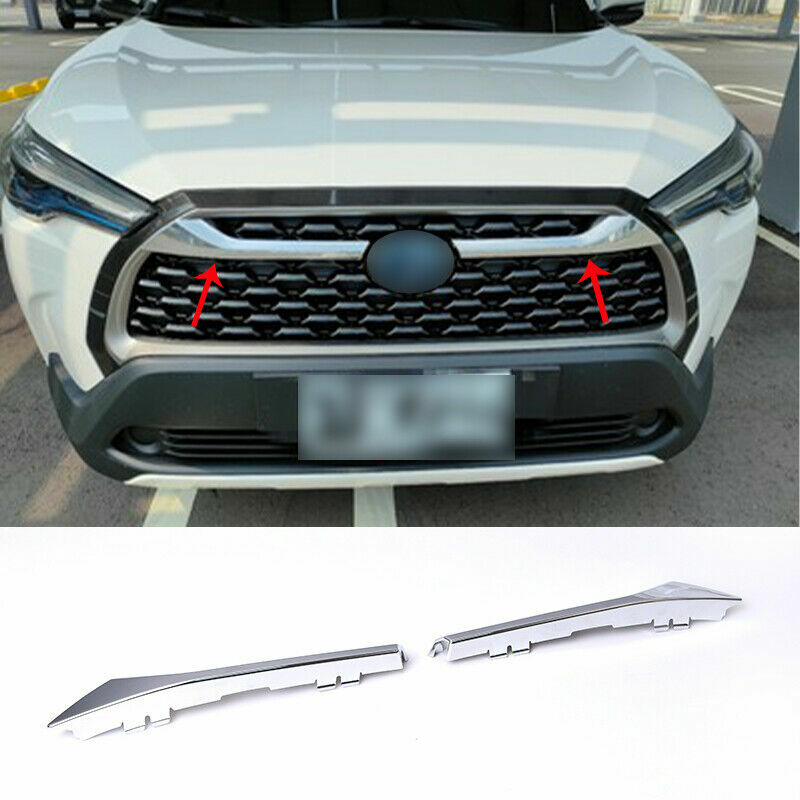 Chrome Front Bumper Grille Grill Cover Trim for Toyota for Corolla Cross 2020-2023