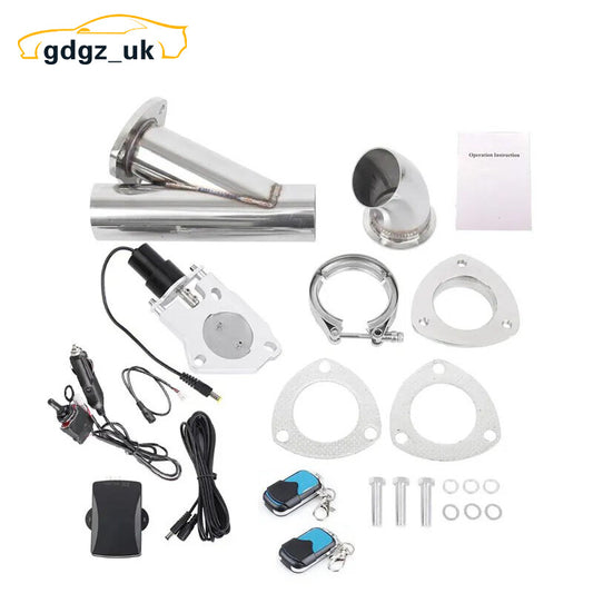 3 Electric Exhaust Control Dump Valve Exhaust Y Pipe with Manual Remote Kit