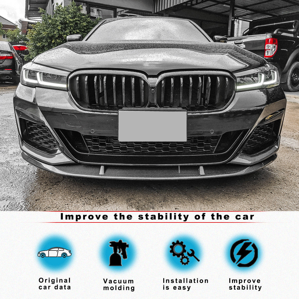for BMW G30 530i 540i M550i M-Sport 2021-23 REAL Carbon Front Bumper Lip Spoiler
