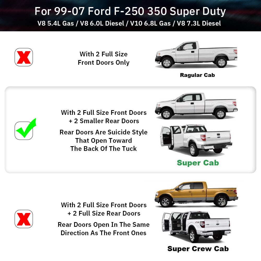 LR Rear Door Latch Lock Cable Extended Cab For 99-07 for Ford F250 F350 Super Duty