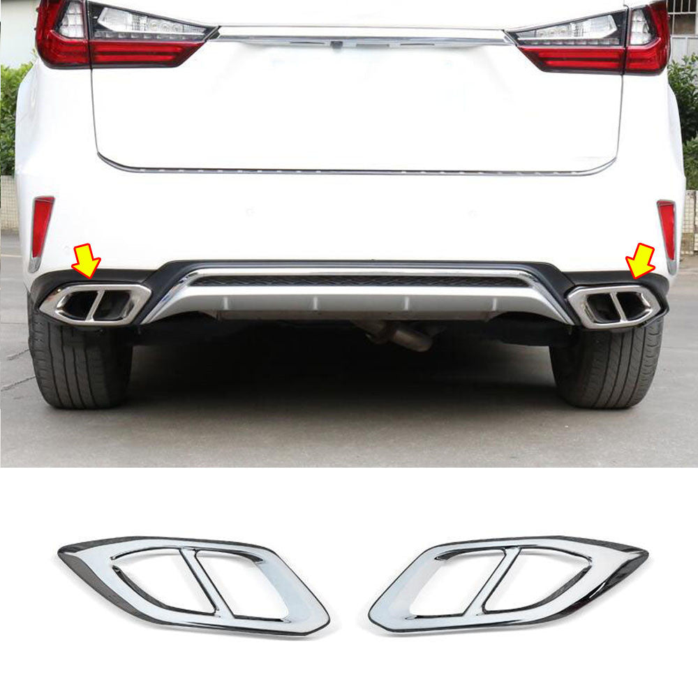 for Lexus RX350 450H 2016-19 Silver Steel Exhaust Muffler Tail Tip Pipe Frame 2P