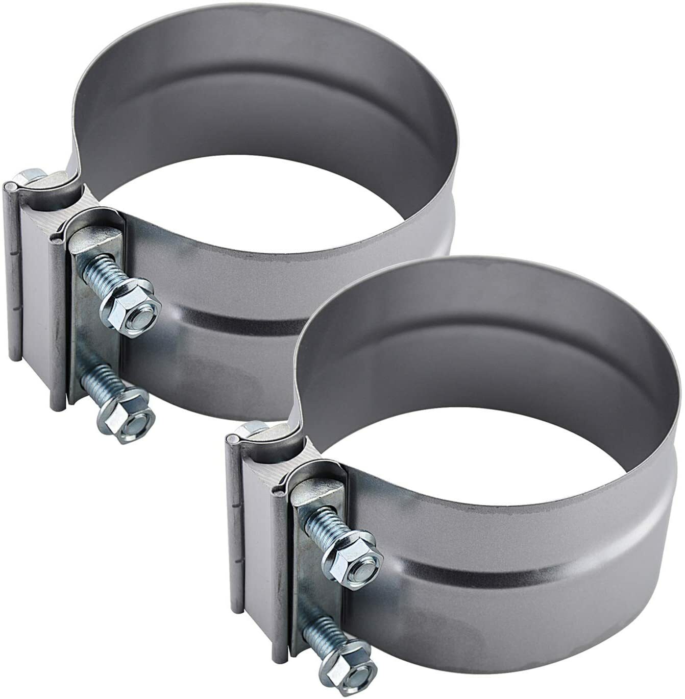 2.5-inch ring connector with clip exhaust clamp, stainless steel, 2 pieces