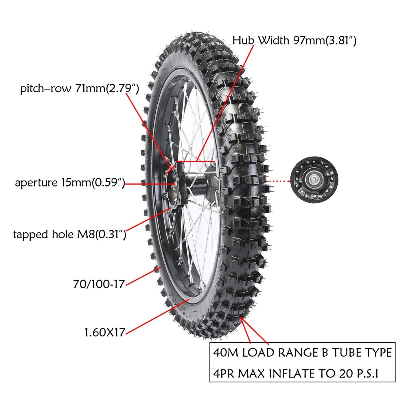 17-inch wheels, 70/100-17 tires, rims, fork, dirt pit bicycle, 125cc/150cc, Taodao cooler.