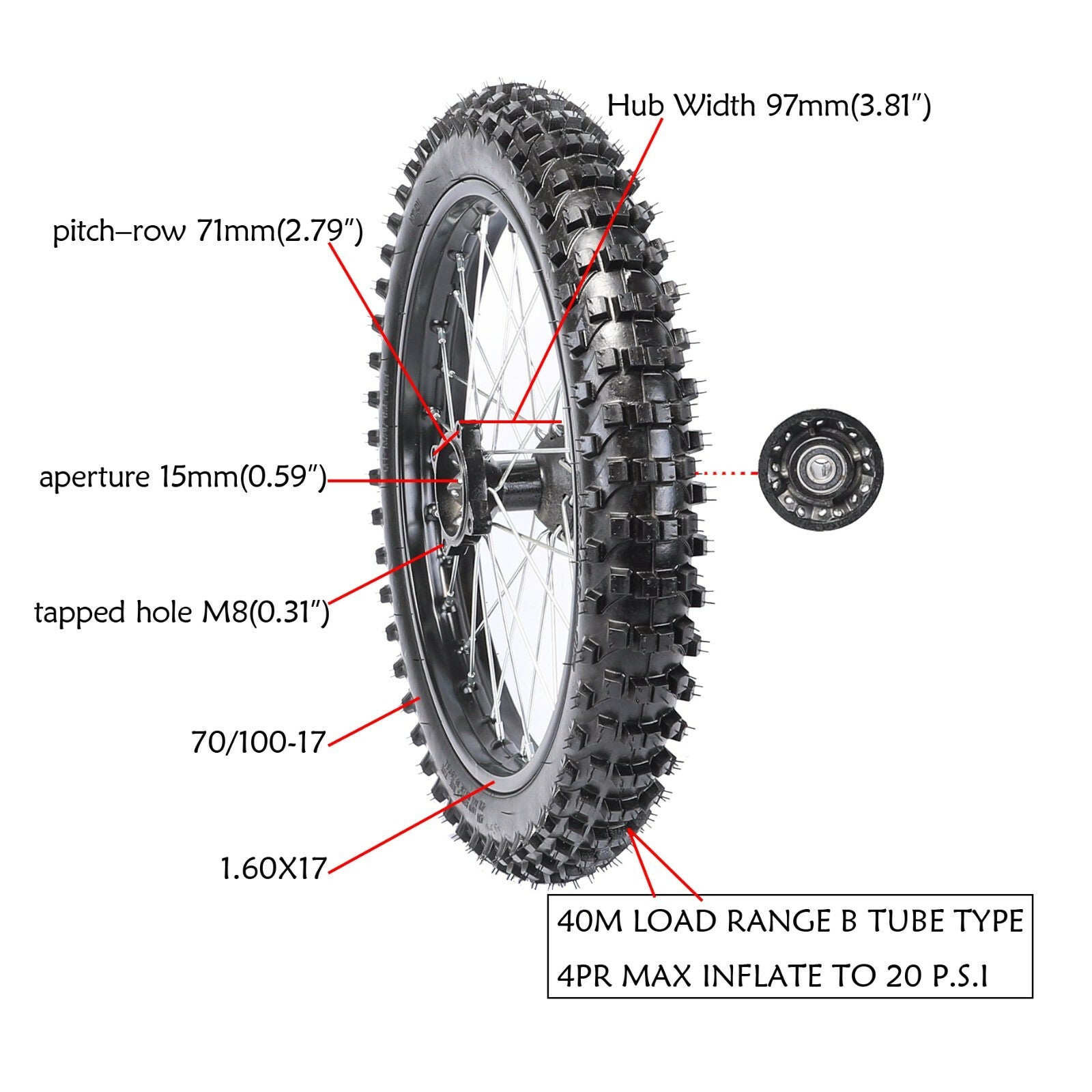 17-inch wheels, 70/100-17 tires, rims, fork, dirt pit bicycle, 125cc/150cc, Taodao cooler.