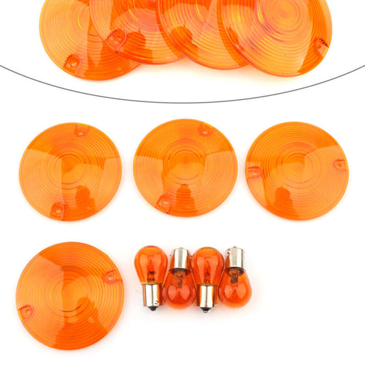 Turn Signal Light Cover Yellow Lens Amber Bulb Fit for Harley Davidson Electra Glide