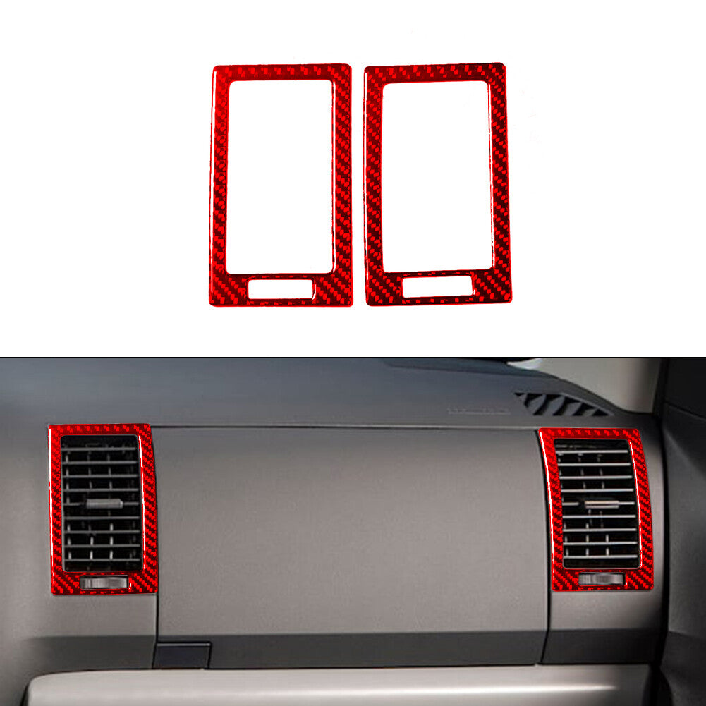 Red 2X A/C Vents Otlet Frame Trim Cover Carbon Fibre for Toyota Tundra 2007-2013