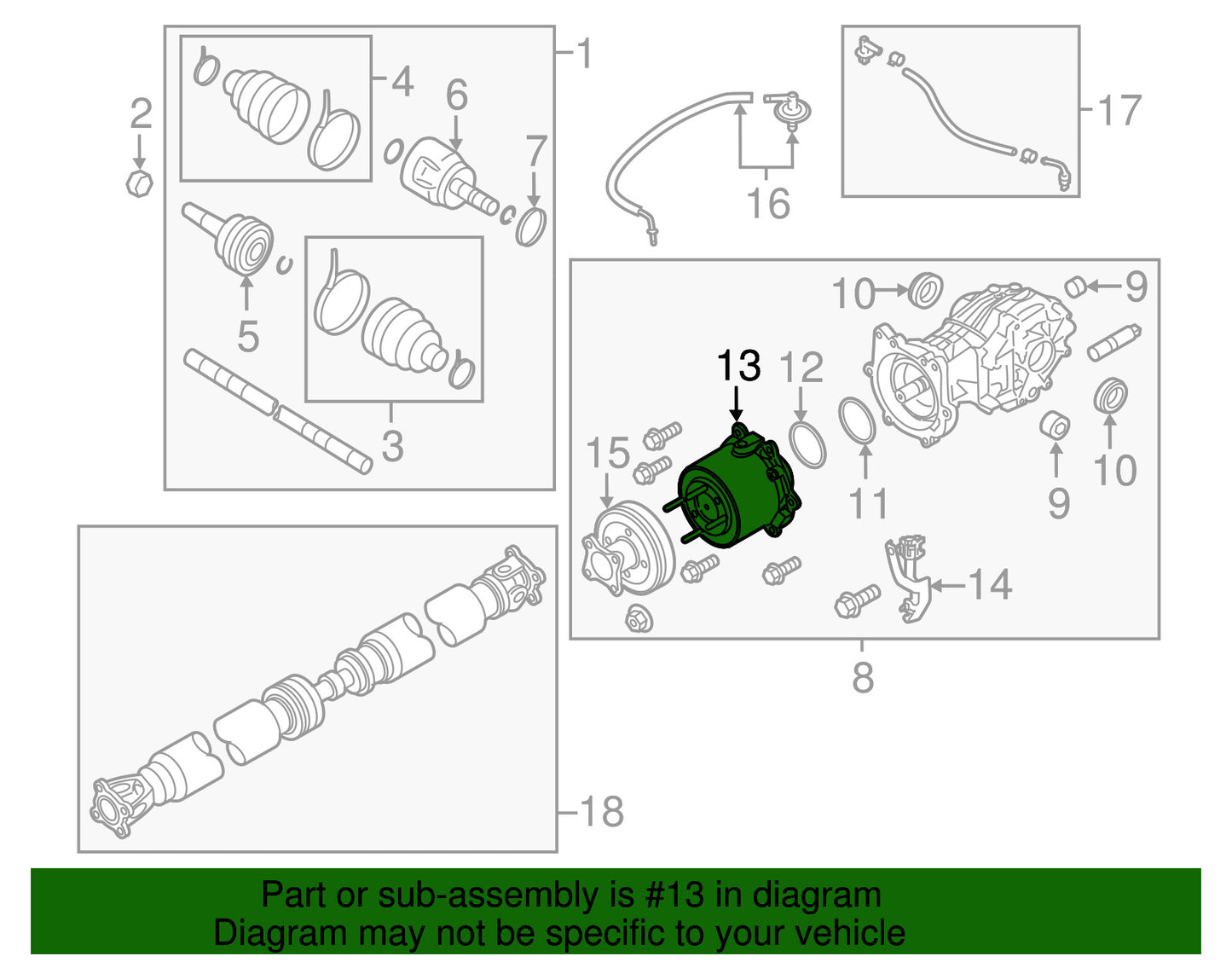 Rear Differential Coupling 387613KA0B for Infiniti QX60 for Nissan Pathfinder 13-20