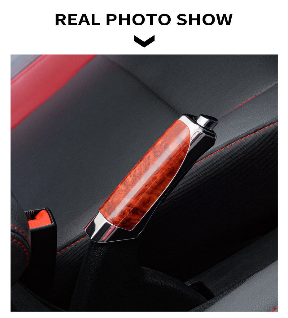 Car Hand Brake Protector Interior Handbrake Cover Mahogany Grain Accessories ABS