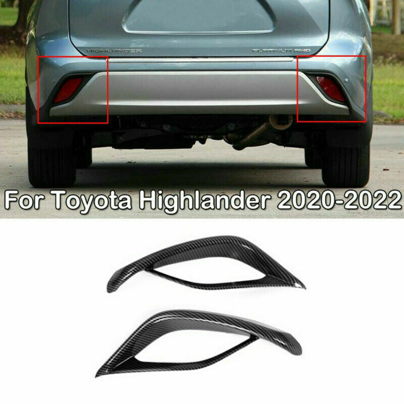 2Carbon Fiber Rear Bumper Fog Light Cover Trim for Toyota Highlander 2020-2023