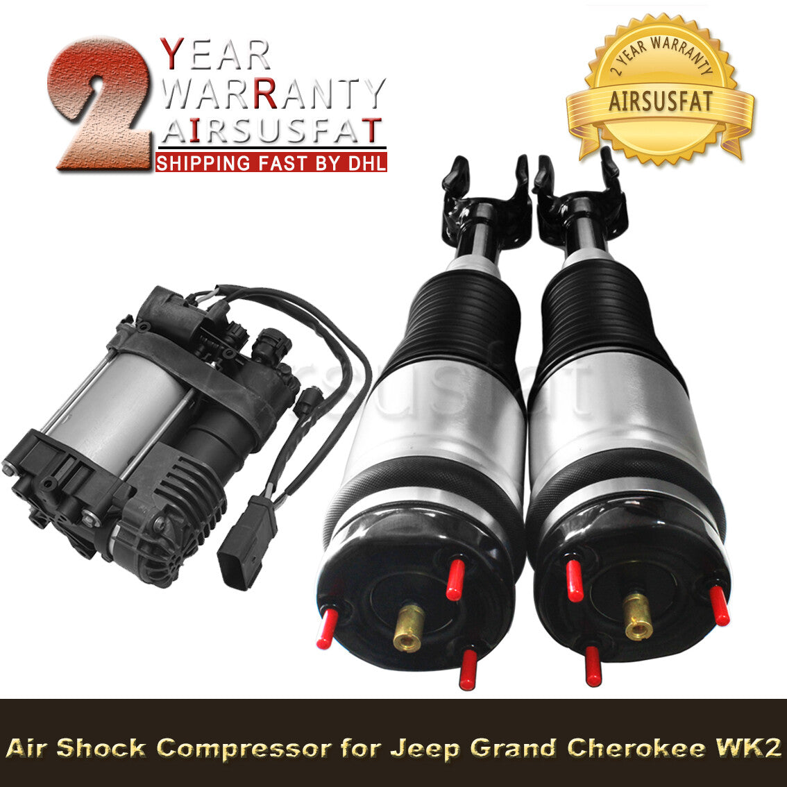 for Jeep Grand Cherokee 2011-2014 Front Air Suspension Shocks W/ Air Compressor