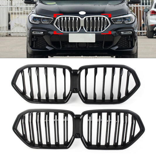 Glossy Black Car Front Kidney Grill Grille for BMW X6 G06 2020-2023