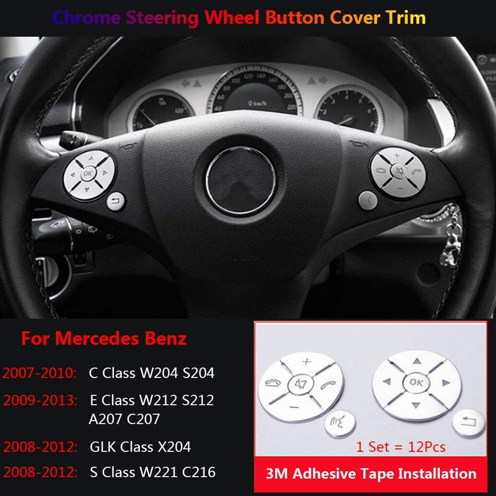 12x for Mercedes-Benz W212 W204 W221 X204 Car Steering Wheel Switch Cover Trim