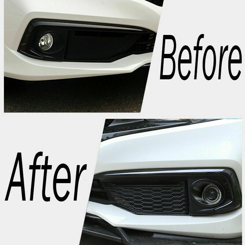 6for Honda for Civic 4dr 2019-2021 Carbon Look Front Fog Light Molding Cover Trim