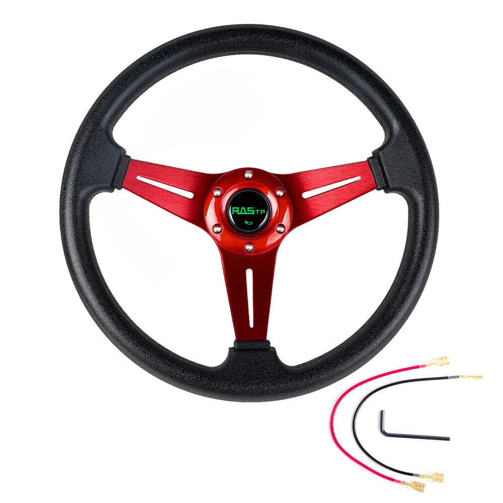 Car Steering Wheel +Quick Release HUB Racing Adapter Snap Off Boss Red