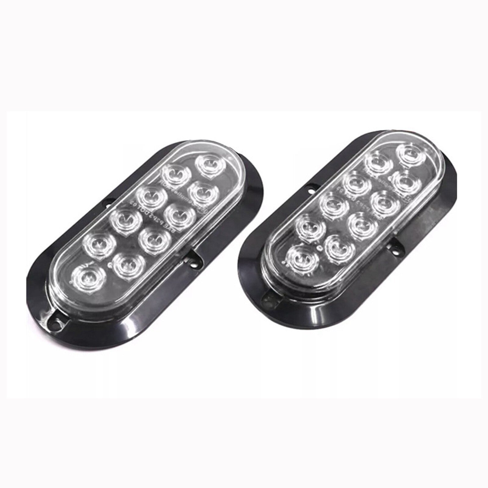 2 White 6-inch oval LED taillights surface-mounted truck trailer spare reverse AT